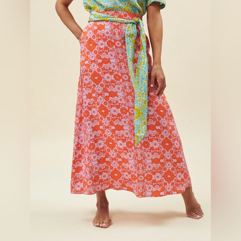 LINGUA FRANCA Life is a Banquet Floral Lilac Tie Skirt Size Large NWT - Picture 4 of 10